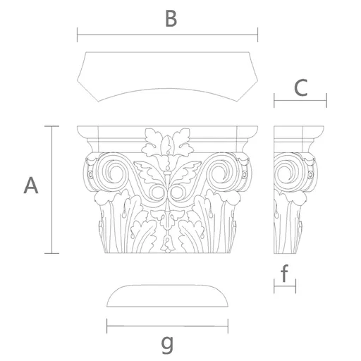 KL-014.02 Corinthian capitel for fluted pilaster beech